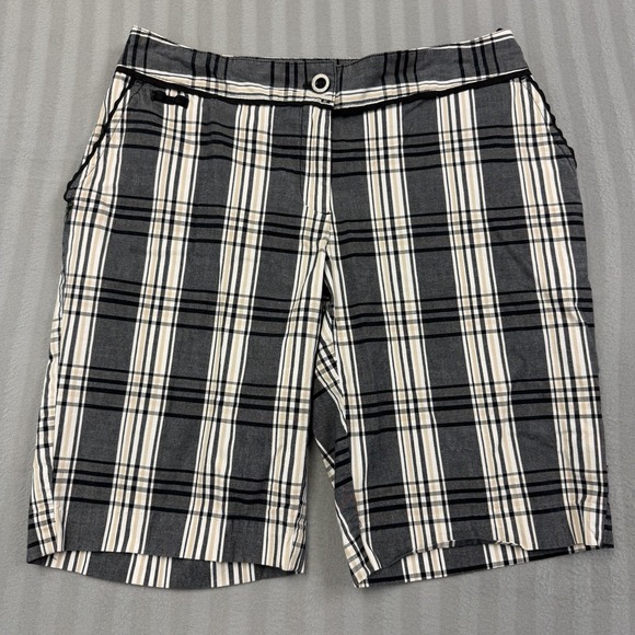 Izod Pants - Izod Stretch Golf Shorts Womens Adult Size4 Black White‎ Plaid Golf Tennis